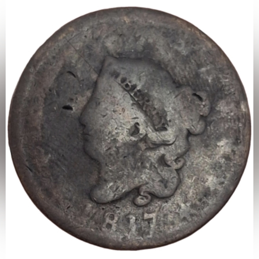 Antique 1817 Coronet Head Large Cent 13 Stars Coin